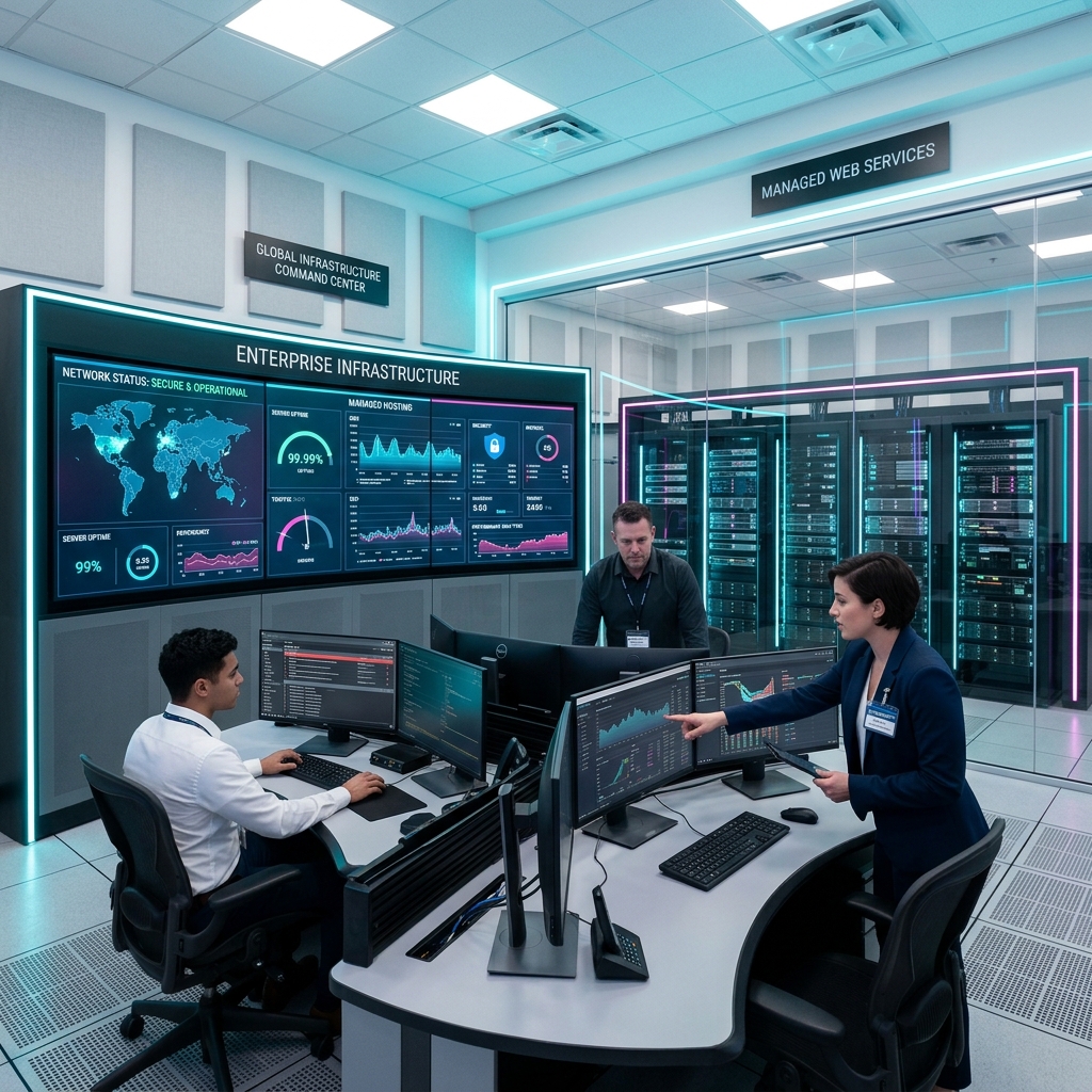 Professional enterprise command center and secure managed website infrastructure
